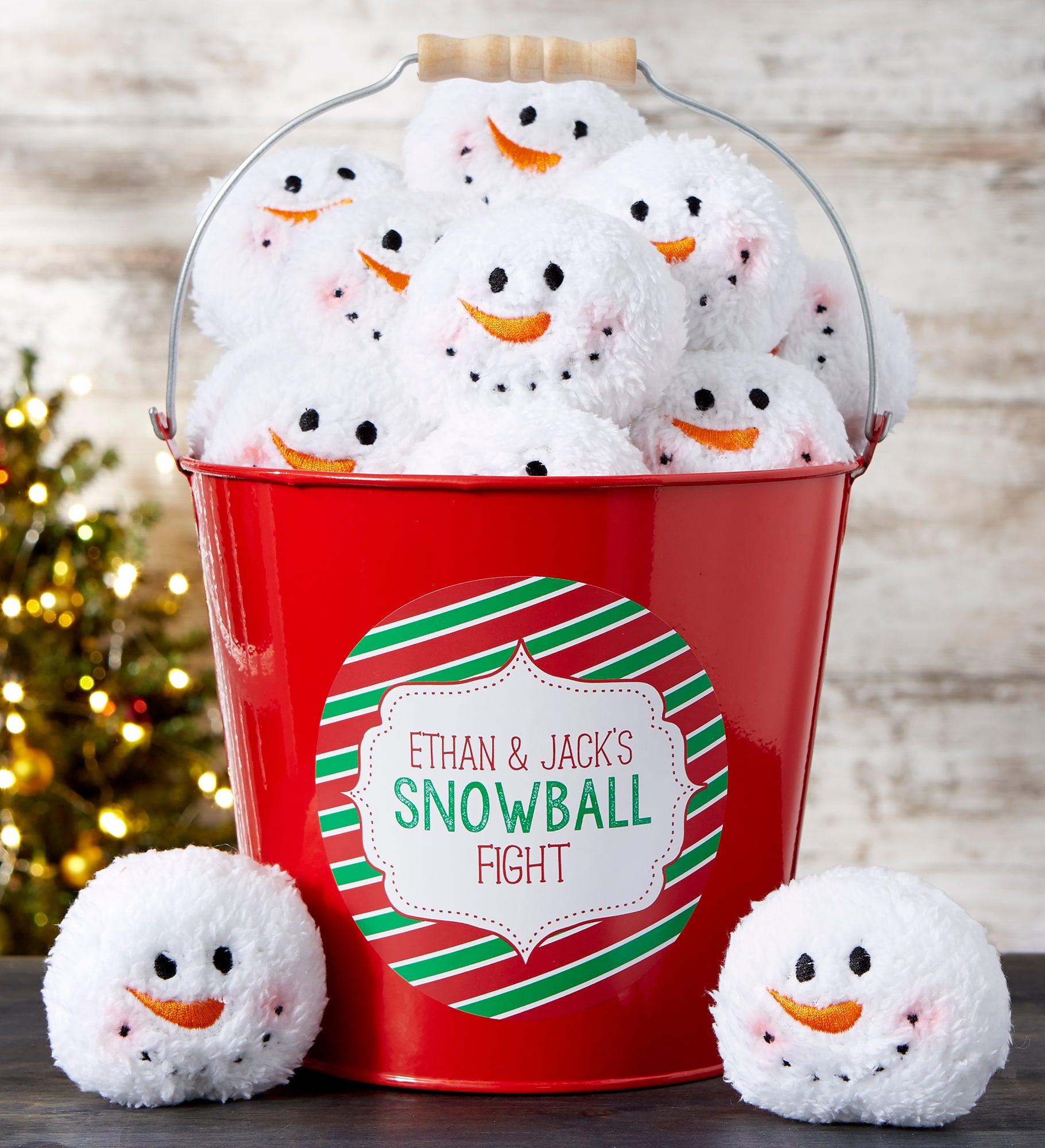 Snowball Fight Personalized Metal Bucket